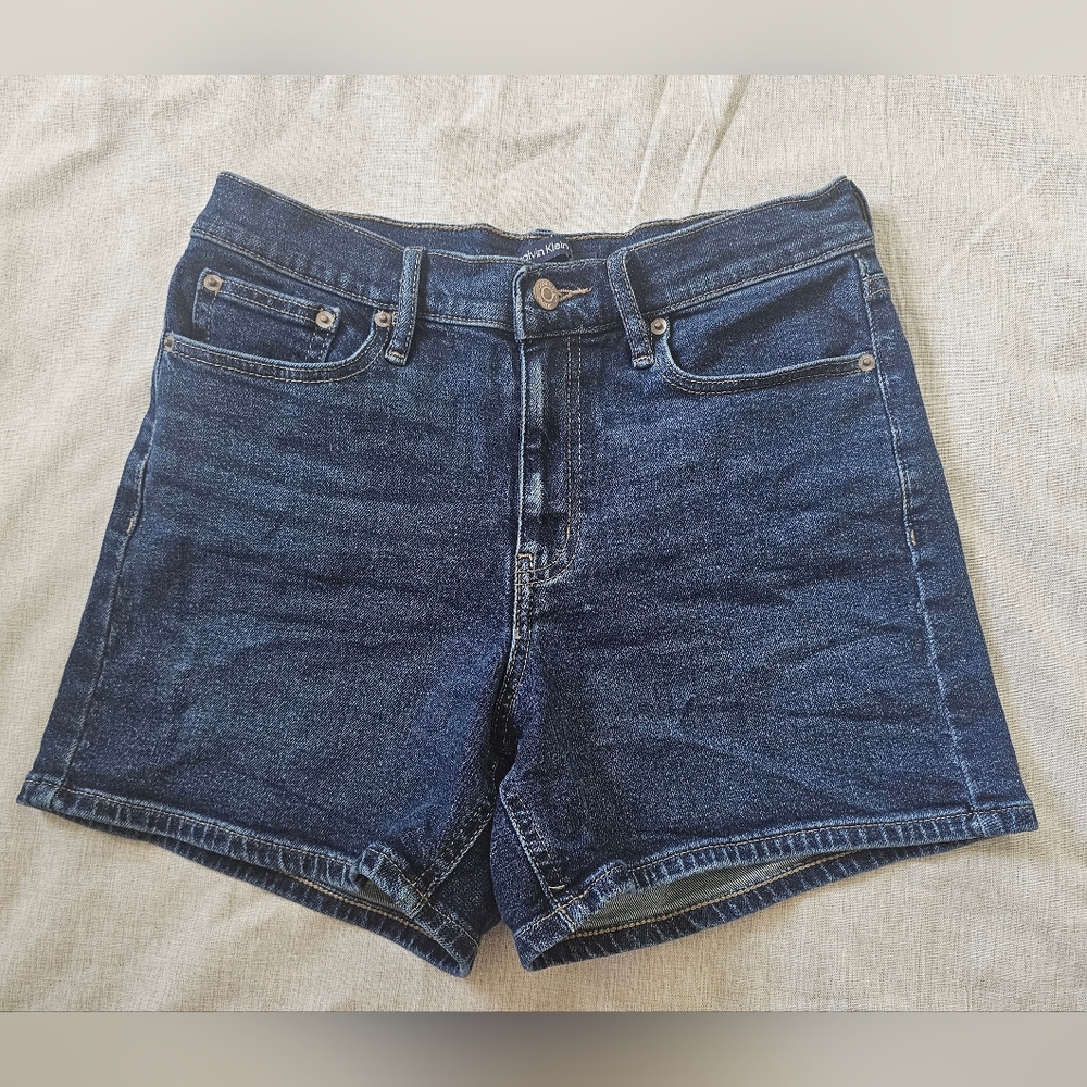 Calvin Klein Dark Blue High-Rise Denim Shorts Size 6